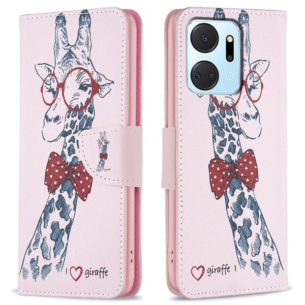 Wonderland Honor X7a Flip Etui - Girafffe Pink