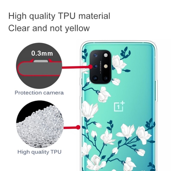 Christmas OnePlus 8T etui - hvide blomster White