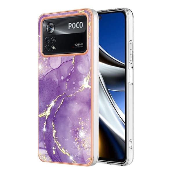 Marble Xiaomi Poco X4 Pro 5G Etui - Lilla Marmor Purple