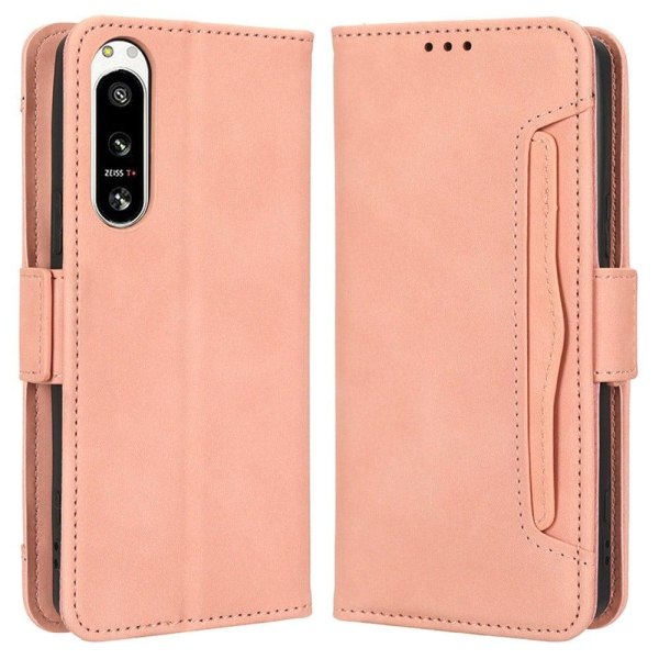 Stilfuldt Læder Etui med Pung til Sony Xperia 5 Iv - Lyserød Pink