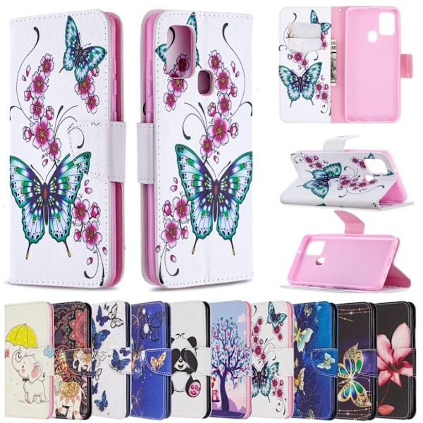 Wonderland Samsung Galaxy A21s flip kuoret - Perhonen Ja Kukkia Multicolor