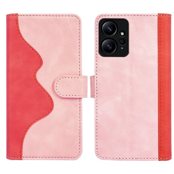 Tvåfärgat Xiaomi Redmi Note 12 fodral i läder - Rosa Rosa
