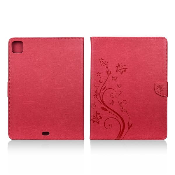 iPad Pro 11 Inch (2020) Butterfly Imprint Lær Flippetui - Rød Red