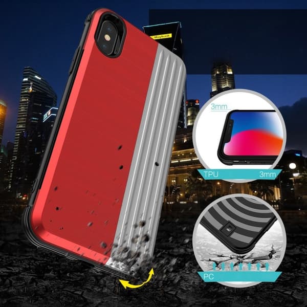ANGIBABE iPhone Xs Max beskyttelses deksel av plastikk og TPU - rød og sølv Multicolor