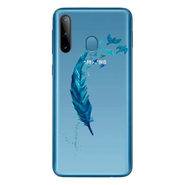 Deco Samsung Galaxy A11 / Samsung Galaxy M11 skal - Blå Fjäder Blå