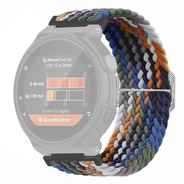 Garmin Forerunner 220 / 230 / 235 / 735XT / 620 / 630 Watch Strap Stretchy Braided Nylon Band - Denim Multicolor
