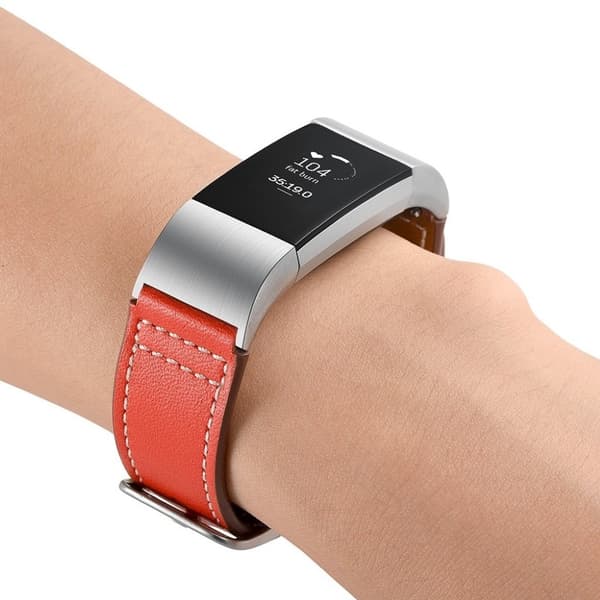 Fitbit Charge 2 ekte skinn klokke band - Rød Red