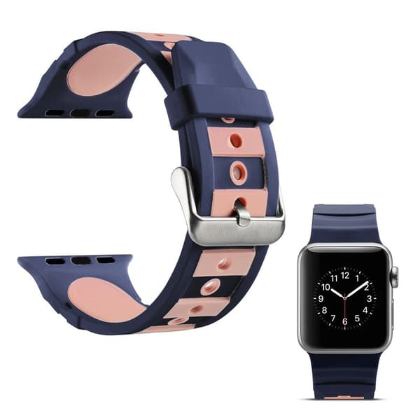 Apple Watch Series 4 40mm erstatnings urrem i silikone med smarte farver - Blå/Lyserød Multicolor