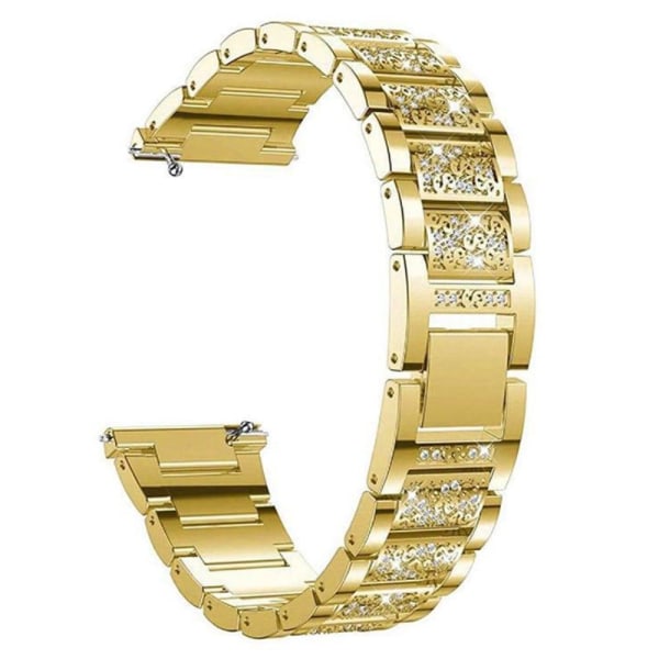 18mm Universal 3-bead rhinestone décor watch strap - Gold Guld