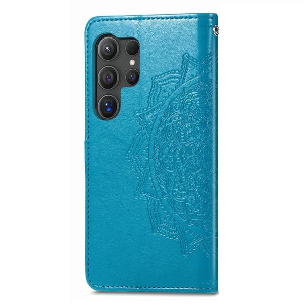 Mandala Samsung Galaxy S24 Ultra etui i lær - Blå Blue