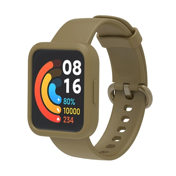 Xiaomi Redmi Watch 2 / Watch 2 Lite silikonikellon hihna ja kotelo - Vaalea Kahvi Brown