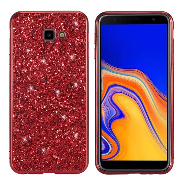 Glitter Samsung Galaxy J4 Plus (2018) cover - Rød Red