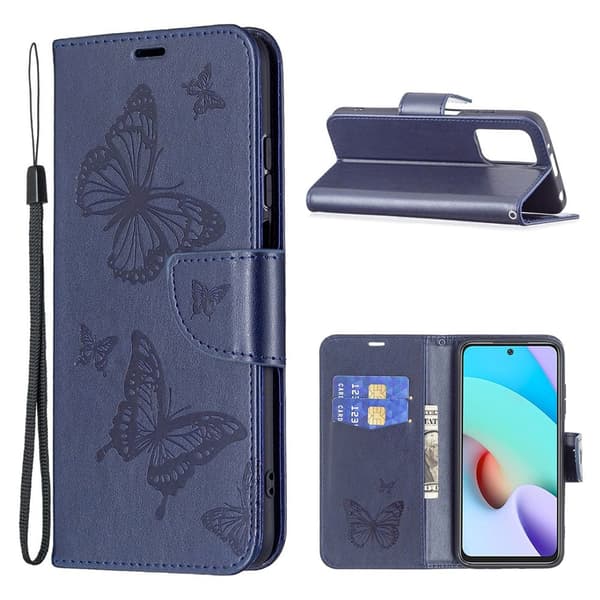 Butterfly Xiaomi Redmi 10 Prime / Redmi 10 Flippetui - Mørkeblå Blue
