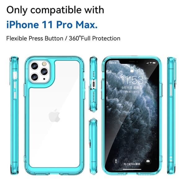 iPhone 11 Pro Max älykäs akryylikansi - Läpinäkyvä Sininen Transparent