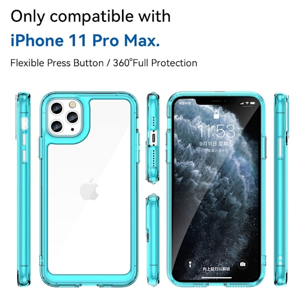 iPhone 11 Pro Max smart telefonskal i akryl - Transparent Blå Transparent