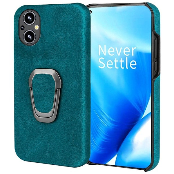 Stötsäkert läderfodral med oval kickstand för OnePlus Nord N20 5G - Cyan Grön