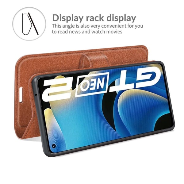 Klassisk Realme GT2 / Realme GT Neo2 flip etui - Brun Brown