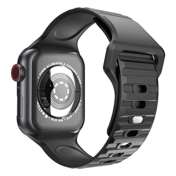Apple Watch Series 8 (41mm) urrem i silikone med ætsede striber - Sort Black