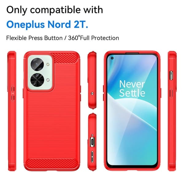 Carbon Flex OnePlus Nord 2T deksel - Rød Red