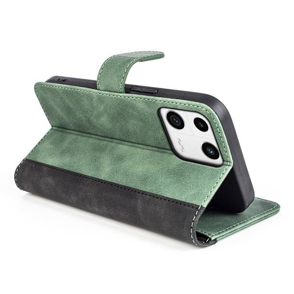 Tvåfärgat Xiaomi 13 fodral i läder - Grön Grön