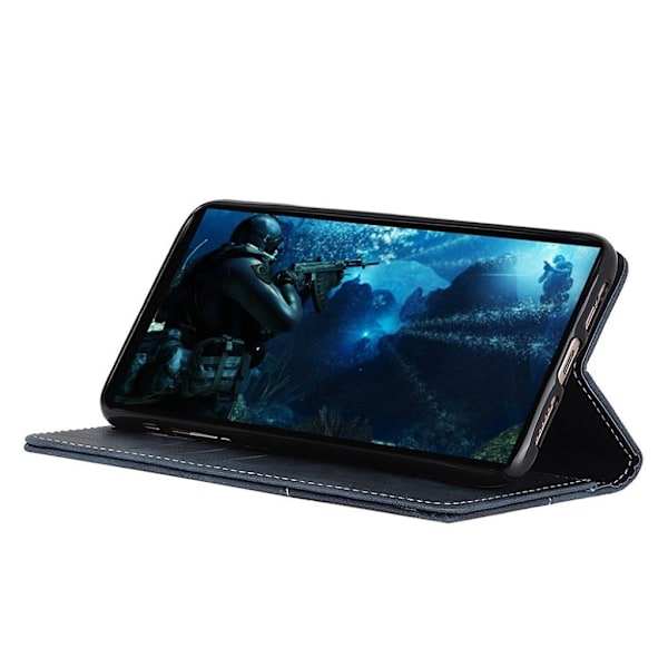 Sony Xperia XZ4 s-formet tekstureret læder flip etui - Blå Blue