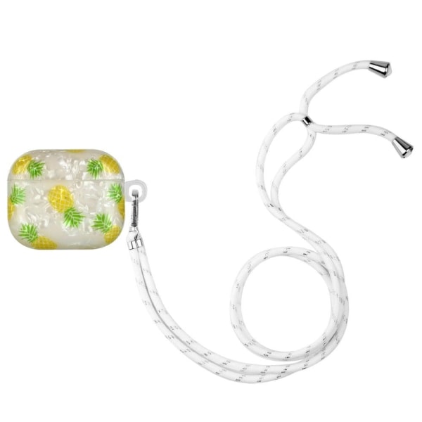 AirPods 3 pattern printing case with lanyard - Pineapple Gul