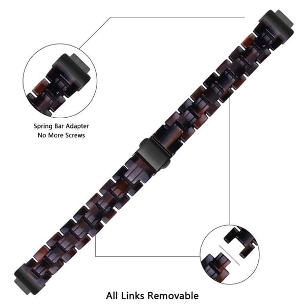 Fitbit Inspire 2 harpiksmønstret klokkerem - Sjokolade Brown