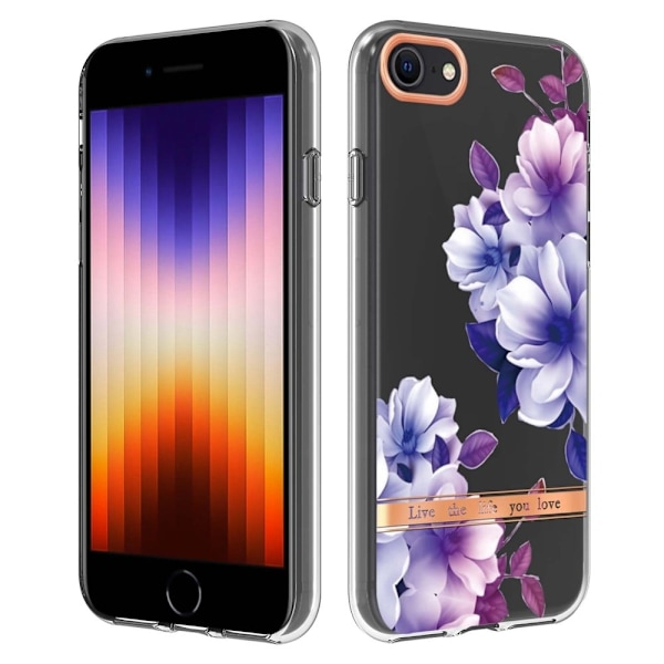 Supertunt och tåligt mjukfodral för iPhone SE (2022) / SE 2020 - Lila Begonia Lila