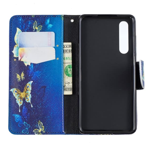 Huawei P30 Skinnetui Med Mønster - Blå Sommerfugl Blue