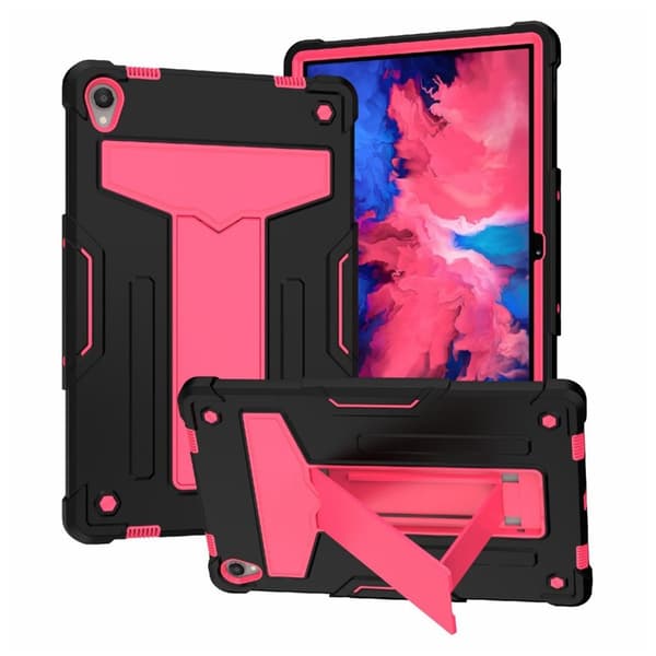 Lenovo Tab P11 T-formad kickstabd + silikonskydd - Svart / Ros Rosa