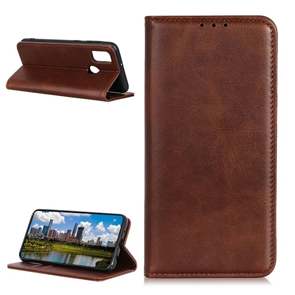 Wallet-style ægte Læder Flipcase til Zte Blade A7s 2020 - Kaffe Brown