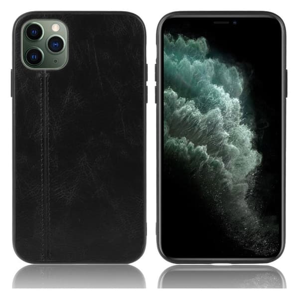 Læderbelagt stødsikkert og fleksibelt hybrid cover til iPhone 11 Pro Max 6,5 tommer - Sort Black
