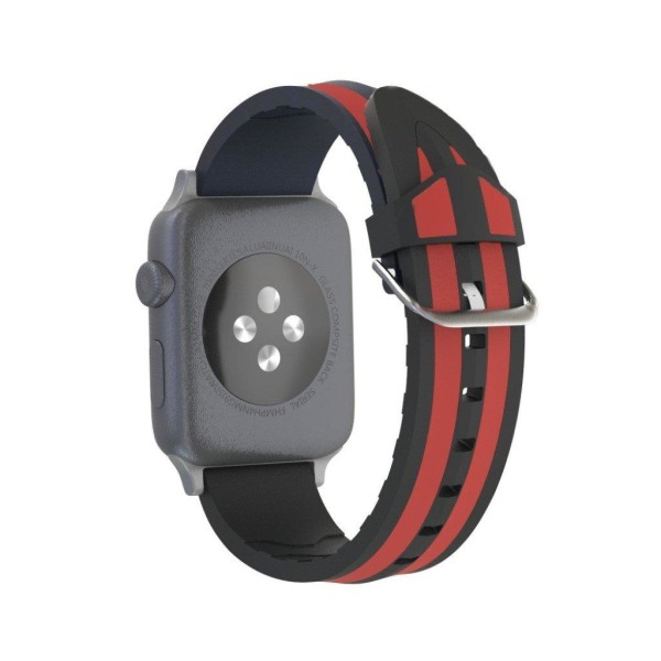 Apple Watch Series 4 40mm dual Striber silikone Urrem - Sort / Rød Black