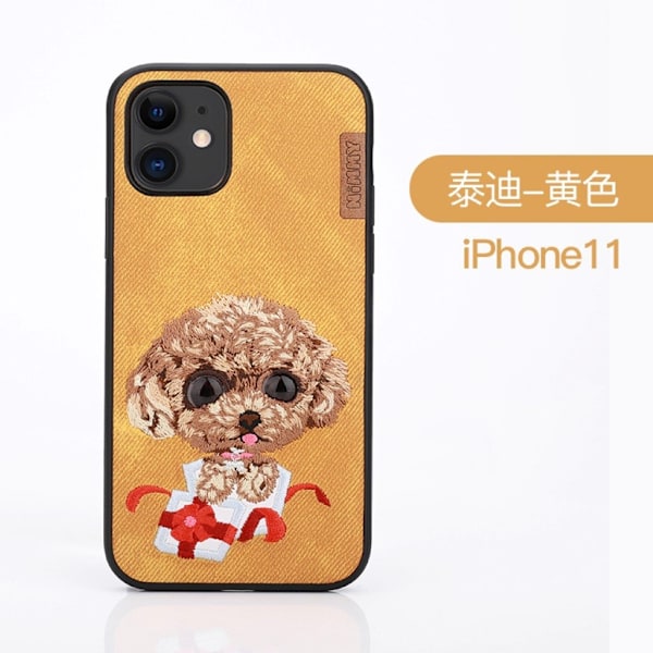 Nimmy Big Eyes iPhone 11 broderet cover - Gul Yellow