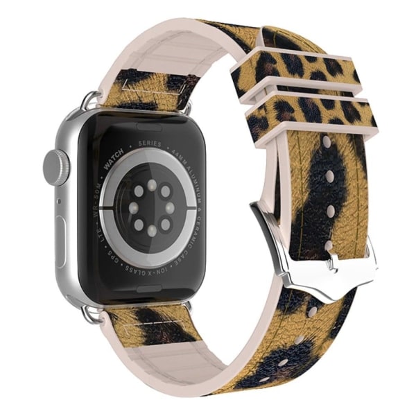 Apple Watch Series 8 (45mm) / Watch Ultra silikoneurrem med leopardmønster - Gul Yellow