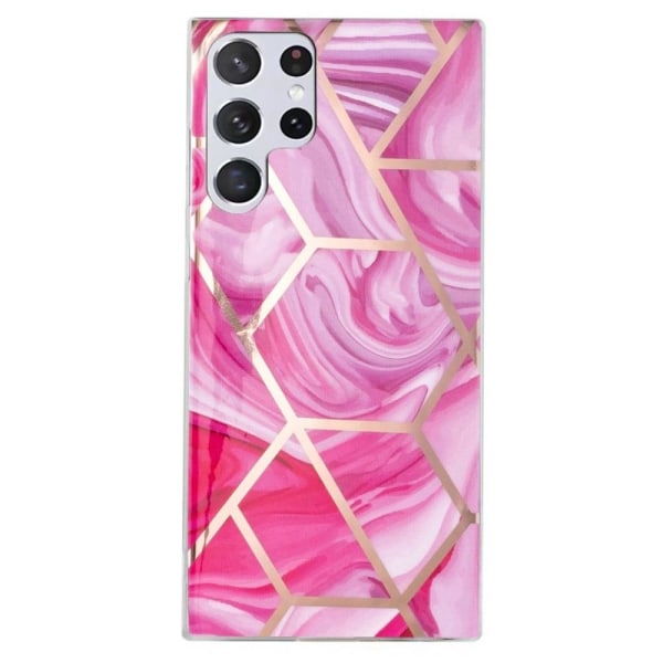 Marmormotiv Samsung Galaxy S23 Ultra skal - Marmor / Röd Romb Rosa