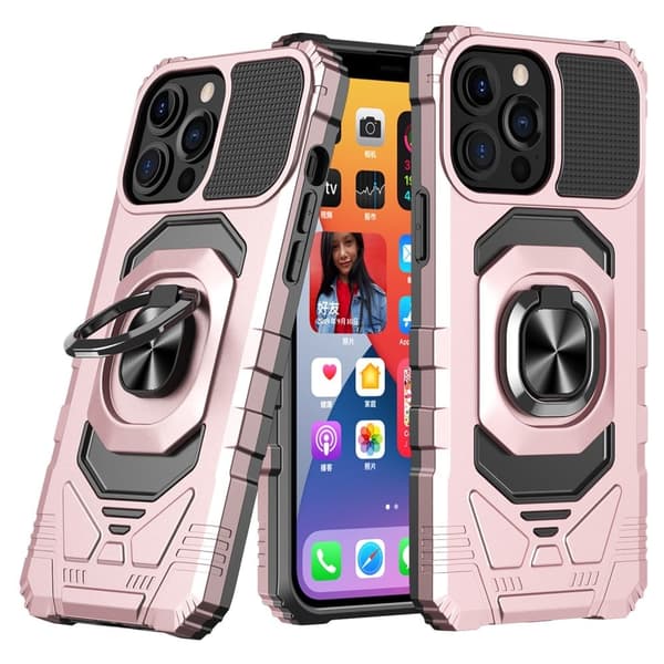 Slidstærkt iPhone 11 Pro cover i hård plast med blød inderside og kickstand - Pink Pink