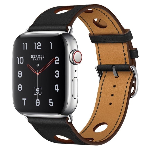 Apple Watch Series 4 40mm ægte læder Tre Huller Urrem - Sort Black