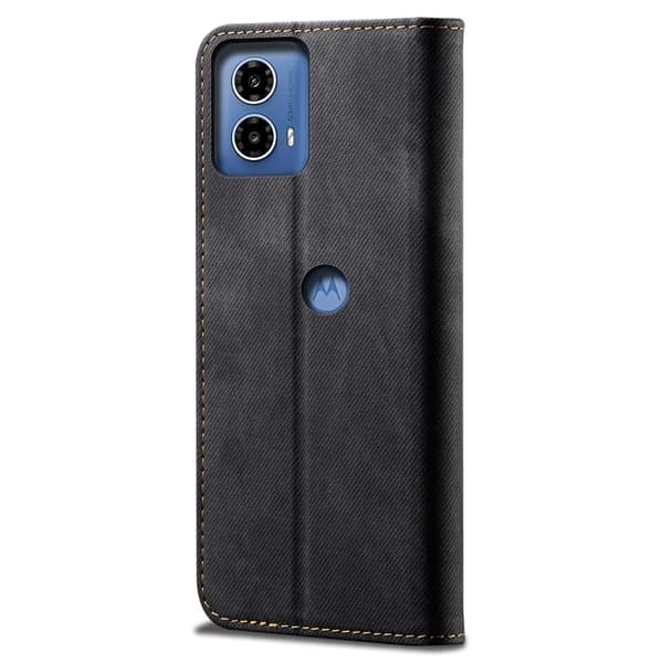 Jeans Motorola Moto G34 flip etui - Svart Black