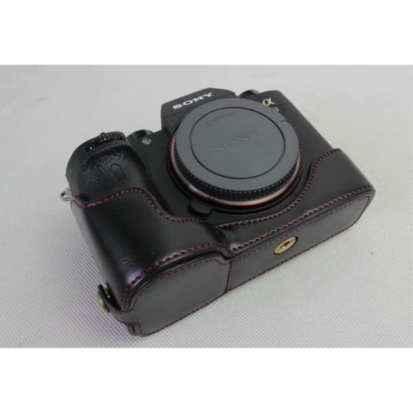 Sony A7R III halvt kamera beskyttelsesetui i kustlæder - Sort Black