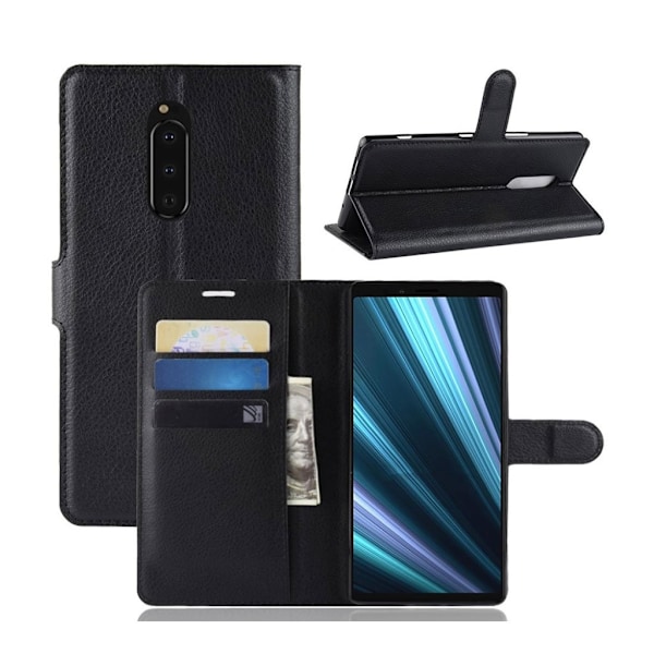 Sony Xperia XZ4 litchi skin læder flip etui - Sort Black