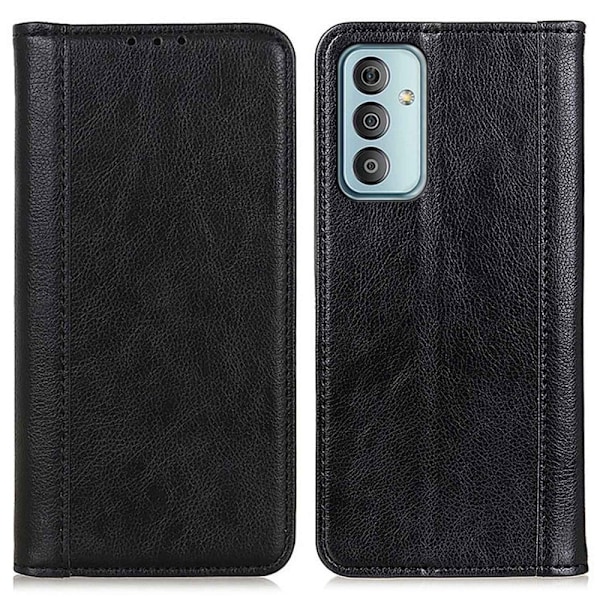 Flip Etui med Pung i Ægte Læder til Samsung Galaxy M13 4g - Sort Black