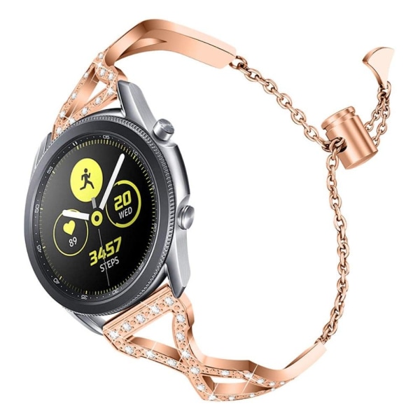 Samsung Gear S3 Frontier / S3 klockarmband i rostfritt stål 304 med strassdekor - Roséguld Rosa