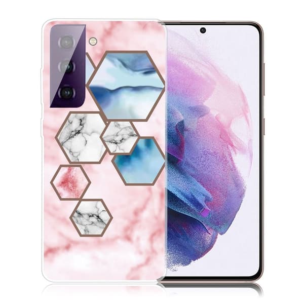 Marble Samsung Galaxy S21 FE Etui - Heaxagon Fragment Marmorkugle Multicolor