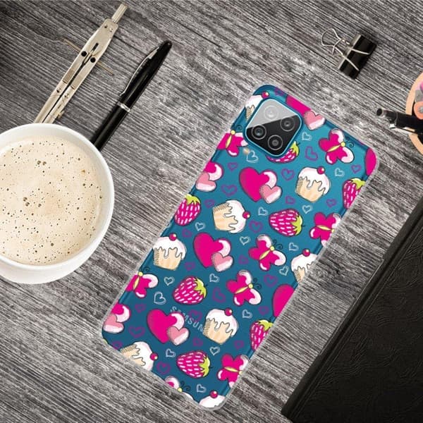 Deco Samsung Galaxy A12 5G etui - Cake and jordbær Pink