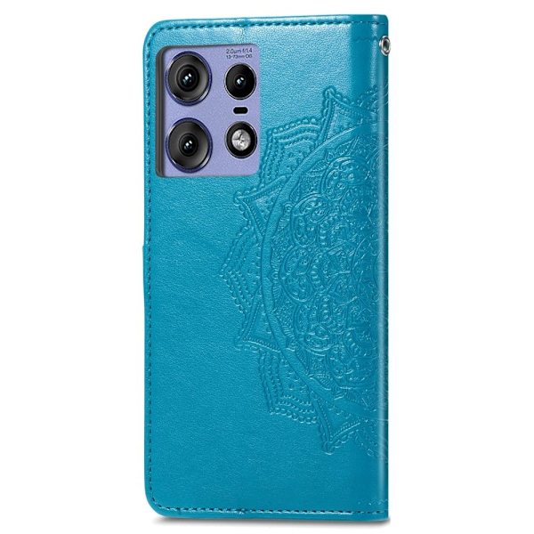 Mandala läder Motorola Edge 50 Pro fodral - Blå Blå