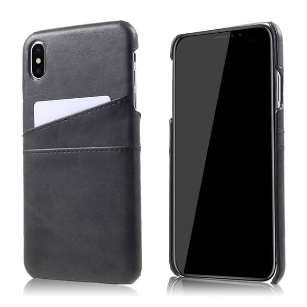 iPhone 9 Plus mobilskal plast syntetläder kortfickor - Svart Svart