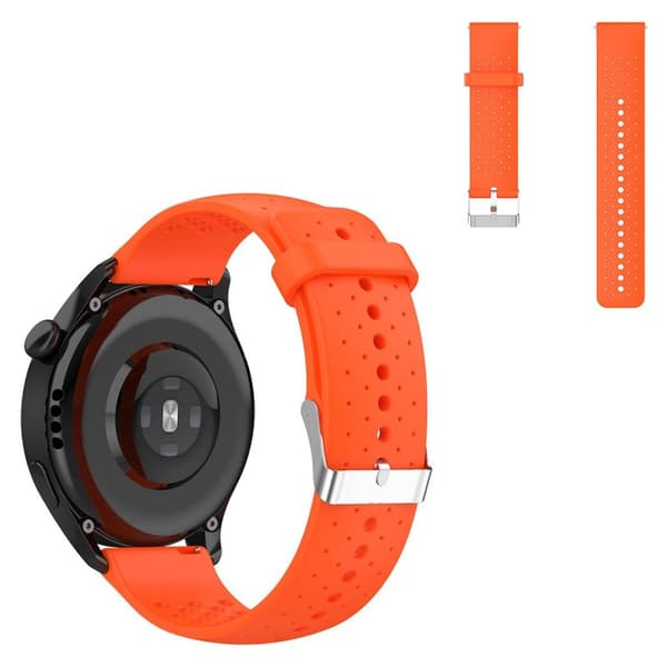 20mm Universal monireikäinen silikoni säädettävä kellon hihna - Oranssi Orange