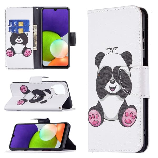 Wonderland Samsung Galaxy A22 4G flip etui - Panda Multicolor