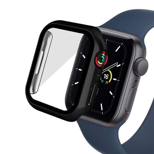 Apple Watch (45mm) electroplating cover with tempered glass - Black Svart